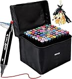 Kebuye ebuye Alkohol Marker Set, Alcohol Twin Marker 80 Farben, Meißel & Feine Verdoppelt Spitzt Alkohol Permanenter Marker Graffiti Stifte für Manga, Design, Malerei, Zeichnung
