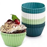 24 Stück Cupcake-Formen,Silikon MuffinföRmchen,MuffinföRmchen Silikon,Silikonform Muffins,Silikon Backform Muffins,Wiederverwendbare Muffinformen,für Kuchen, Eincreme Und Pudding