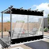 Wasserdichte transparente Planenvorhänge, transparente Planen-Seitenteile mit Ösen für den Außenbereich, Pergola, Terrasse, Veranda, Pavillon, Schwarz, 1,5 x 2,5 m