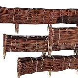 Beeteinfassung Weide 20 cm x 120 cm 5er Set - Weiden Steckzaun als Beetumrandung oder Gartenabgrenzung