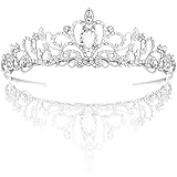 WTpin Kristall Strass Braut Prinzessin Tiara, Diadem Hochzeit mit Kamm, Krone für Hochzeit Silber Glitzer, Diadem Geburtstag Silber, Braut Krone, Geeignet für Abschlussball, Geburtstagsfeier (Silber)