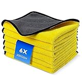 Fousenuk 6X Mikrofasertücher Auto mit 500 GSM, Trockentuch, Microfasertücher Autopflege, Poliertücher, Handtuch Zum Trocknen, Microfiber Towel, Autoputztücher, Lappen, Drying, Trocknungstuch