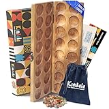 SPIELARIO® Kimbala | Steinchenspiel | Kalaha Spiel | Mancala | Hus | Bao | Edelsteinspiel | Steinspiel | Spannendes Strategiespiel aus Holz | Für Kinder und Erwachsene | inkl. Beutel und Verpackung