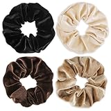 Haargummis für Damen, 4 Stück Scrunchies Samt Weiche Elastische Haarbänder Modische Zopfgummis Pferdeschwanzhalter Haarschmuck für Teenager und Frauen Dickes Lockiges Dünnes Feines Haar Karneval