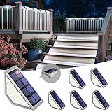 Solpex Solar-Stufenleuchten, 6er-Pack, 24 LED-Solar-Zaunleuchten, Solar-Außenleuchten, wasserdicht für Treppe, Terrasse, Veranda, Innenhof, Zaun, Garten, Hof (Kaltweiß, Grau)