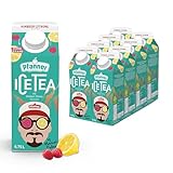 Pfanner Eistee Himbeer-Zitrone Manuel Feller Edition - 8 x 750 ml Vorratspack - direkt aufgebrühter Kräutertee mit Himbeersaft und Zitronensaft – Ice Tea Karton