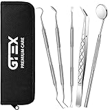 GTEX Zahnsteinentferner Zahnreinigung Set, Zahnpflege Set für den Heimgebrauch – Persönliche und Haustier-Mundhygiene – Mit Zahnspiegel - Zahnreinigung Zwischenräume (5 Stück)