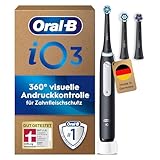 Oral-B iO Series 3 Plus Edition Elektrische Zahnbürste — Electric Toothbrush, Inkl. 3 Aufsteckbürsten, 3 Putzmodi für Zahnpflege — Designed by Braun, GUT GETESTET von STIFTUNG WARENTEST, Schwarz