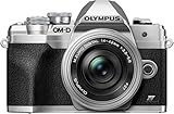 Olympus OM-D E-M10 Mark IV Micro-Four-Thirds-Systemkamera-Kit, 20 MP Sensor, 5-Achsen-Bildstabilisation, leistungsstarker AF, Wi-Fi, Silber inkl. M.Zuiko Digital ED 14 42mm F3.5 5.6 EZ Pancake Silber