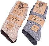 BRUBAKER 4 Paar Alpaka Socken Multipack 100% Alpaka 39-42