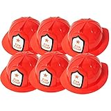 BEMIRO 6 Stück Kinder Feuerwehrhelm aus PVC - ca. 26 cm lang 6er-Set, Roter Feuerwehrhelm für Kinder im 6er Set, Faschingskostüm für Kinder, Feuerwehr Geburtstag