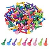 Bewudy 100 Stück Mini Musterbeutelklammern, Bunte Musterklammern Metall Rundkopfklammern Scrapbooking Brads Wiederverwendbar Papier Briefklammern für Handwerk DIY Bastelprojekte Scrapbooking (8x16mm)
