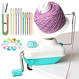 Ruasol Wollwickler, Wollwickler Garnwickler, handbetriebener, einfach zu installierender Garnkuchenwickler-Spinner, Strickgarnrolle mit Garnnadel-Set zum Häkeln, der Helfer für Strickliebhaber