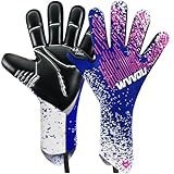 WVVOU Torwarthandschuhe, Torwarthandschuhe Herren, Fußballhandschuhe, 4+3mm Latex Super Grip für die Härtesten Saves Atmungsaktive