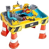 Theo Klein 3208 Caterpillar Sand- und Wasser Spieltisch I Zwei Becken inkl. Rad- und Löffelbagger, Brücke, Rohren, Stoppern u.v.m. I Maße: 64 cm x 48 cm x 40 cm I Spielzeug für Kinder ab 18 Monaten