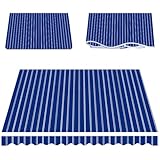 Ausziehbarer Terrassenmarkisenstoff, 3 x 2,0 m, dunkelblau, Sonnenschutz, Material für Balkon & Garten, UV-Schutz, kompatibel mit Klemmmarkisen, wetterfeste Abdeckung