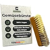 Grünschloss Gemüsebürste Holz (Made in Germany) Obst und Gemüse Reiniger für Karotten, Kartoffelbürste, Obstbürste, etc - Vegane Gemüsebürste Naturborsten mit Zwei Härtegraden aus robuster Buche