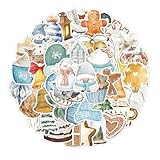 FloralGrace 50 Stück Aufkleber Weihnachten, wasserdichte Sticker Weihnachten 50 Stile Frohe Weihnachten Weihnachten Sticker, Christmas Stickers für Scrapbook, Water Bottle