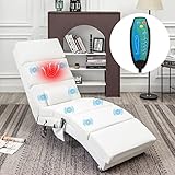 EROMMY Relaxliege mit Heizfunktion und Massagefunktion Liegesessel Ergonomisch Relaxsessel Fernsehsessel Massage Chaiselongue PU für Büro, Wohnzimmer (Weiß)