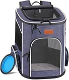 Morpilot Katzenrucksack, Hunderucksack für Katzen und Hunde Welpen, Atmungsaktive und Faltbare Haustier Rucksack mit Transparentes Fenster und Anti-offener Reißverschluss