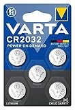 VARTA Batterien Knopfzellen CR2032, 5 Stück, Power on Demand, Lithium, 3V, kindersichere Verpackung, für Smart Home Geräte, Autoschlüssel und weitere Anwendungen