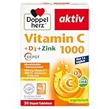 Doppelherz Vitamin C 1000 + D3 + Zink – Hochdosiert mit Vitamin C, Zink und Vitamin D3 zur Unterstützung einer normalen Funktion des Immunsystems – 30 DEPOT-Tabletten