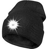 Deilin LED Mütze mit Licht,Beleuchtete Mütze Aufladbar USB für Männer und Frauen,Stirnlampe Winter Beanie LED Mütze mit Licht, Unisex Wärmer Strickmütze mit Licht Geschenke für Männer,Schwarz
