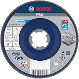 Bosch 1x PRO Metal X571 Fächerschleifscheibe, abgewinkelte Ausführung für X-Lock (für Stahl, Edelstahl, Ø 125 mm, Körnung 120, Professional Zubehör Kleiner Winkelschleifer)