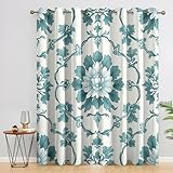 Generisch Vintage Blumen Vorhänge mit Ösen, H 137 x B 177, 2er Set - Blume Pflanze Motiv Gardinen Wohnzimmer Schlafzimmer Deko, Fenster Vorhang Blickdicht Blackout Curtain （ERM168）