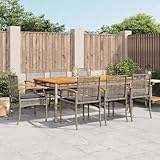 Sufrk 9-TLG. Garten-Essgruppe mit Kissen Sitzgarnitur Garten GartenmöBel Set Garten MöBel Garten Essgruppe Grau Poly Rattan