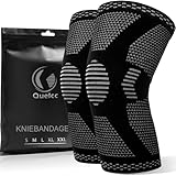 Quelcc 2 Pack Kniebandage Set, Kompression Kniestütze für Meniskusriss, Kniestütze für Damen und Männer, Rutschfeste Atmungsaktiv für Kniescherzen Lindert, Sport, Schwarz, XL