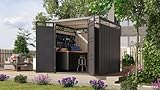 Chillroi® Karibu Metall Gartenhaus Superline inkl. Fußboden optional mit Anbaudach Geräteschuppen Garage Gartenlaube (Anthrazit)