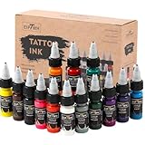 EIPTWH Professionelles 14 Farben Tattoo Farben Set, 1/2 Unzen 15ml/Bot Tattoo-Tinten-Farbset, langlebig, kein Verblassen, lebendige Tattoo-Pigmente für Liner und Shader FWTI14–15 ml