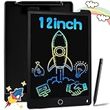 Richgv Bunte LCD Schreibtafel Kinder 12 Zoll,Maltafel Zaubertafel mit Magnet,Löschbarem Handschrift Block Schreibtablett Elektronisch, LCD Zaubertafel Kinder,Lernspielzeuggeschenk für Mädchen & Jungen