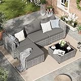 Amopatio Rattan Gartenmöbel-Set, Poly Rattan Sitzgruppe...