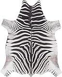 andiamo Kuhfell Teppich Amarillo Design aus Kunstfell Fellimitat im Fotodruck, Zebra schwarz-weiß, 125 x 155 cm