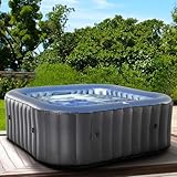 Whirlpool aufblasbar BRAST MSpa Tekapo für 4 Personen 158x158cm In-Outdoor Pool 108 Massagedüsen Energiespar-Timer Heizung Aufblasfunktion per Knopfdruck Bubble Spa Wellness Massage