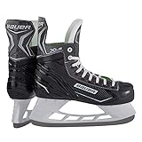 Bauer Herren Schlittschuhe X-LS für Eishockey, Eislaufschuhe Größe 44,5 Edelstahlkufen, schwarz, 44.5