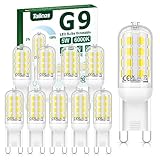 Tailcas G9 LED Dimmbar Kaltweiß, 5W 6000K G9 LED Lampe Ersetzt 40W Halogen Lampe, 450LM Kein Flackern Leuchtmittel G9 LED, 360° Abstrahlwinkel G9 Birne Enegiesparende, AC 220-240V 10er Pack