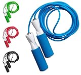 JUMP ROPE Profi Springseil mit Qualitäts Kugellager, Länge einstellbar für Kinder und Erwachsene, Speed Rope mit Tasche, blau weiß