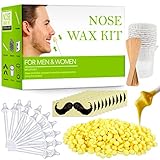 Nose Wax Kits Nasenwachs Set für Männer und Frauen, Nasenhaarentfernungswachs mit 100g Nasenhaarwachs,20 sichere Applikatoren, 10 Holzapplikatoren, 10 Behälter und 10 Schnurrbartschablonen