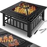 KESSER® Feuerstelle mit Grillrost & Grillzange Feuerschale...