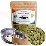 Centra24 Wels-Chips 1 Liter, Formstabile Wafer mit hohem Spirulina Anteil+Vitaminen, Futtertabletten, Fischfutter, für L-Welse, Ancistrus, Zierfische, Aquarium, wiederverschließbar.