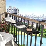 Balkonhängetisch Metall Outdoor Tisch für Geländer 1 16cm Platzsparender Tisch für Balkon Terrasse & Terrasse Schwarz 60cm