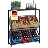 STEELSØN Getränkekistenregal Macondo aus Metall, 115H x 103B x 33T Kistenregal für 6 Kisten, Regale für Getränkeregal mit MDF Ablage Schwarz