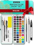 Artistro Aquarellfarben Set, Lebendige Farben in Tragbarer Box, Malset, Inklusive Metallic- und Fluoreszenzfarben, Perfektes Reise-Wasserfarben für Künstler, Hobbymaler und Malerei-Liebhaber