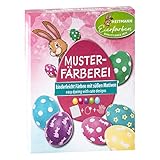 Heitmann Eierfarben - Kreativ Farb- & Bastelset - 5 Eierfärbetabletten in Gelb, Rot, Violett, Grün und Blau + Stickerbogen, Hasengesichter und Eierbecher