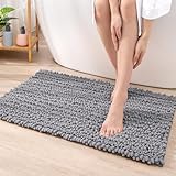 Eleganter dunkelgrauer Mikrofaser-Badeteppich, rutschfest, wasserabweisend, weich, maschinenwaschbar, 40 x 60 cm, perfekt als Badezimmer-Bodendekoration