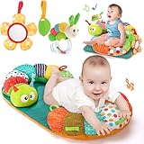 hahaland Baby Spielzeug 3 6 9 12 Monate,3 in 1 Abnehmbar Raupe für Baby Bauchlage Helfen Sitzen Stützen,Tummy Time Toys Spielkissen mit Rassel, Beißring, Spiegel für Babyspielzeug ab 0-6-12 Monate