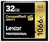 Lexar Professional 1066x 32GB CompactFlash Speicherkarte, bis zu 160 MB/s Lesen, CF Karte für professionelle Fotografen, Videofilmer, Enthusiasten (LCF32GCRBEU1066)